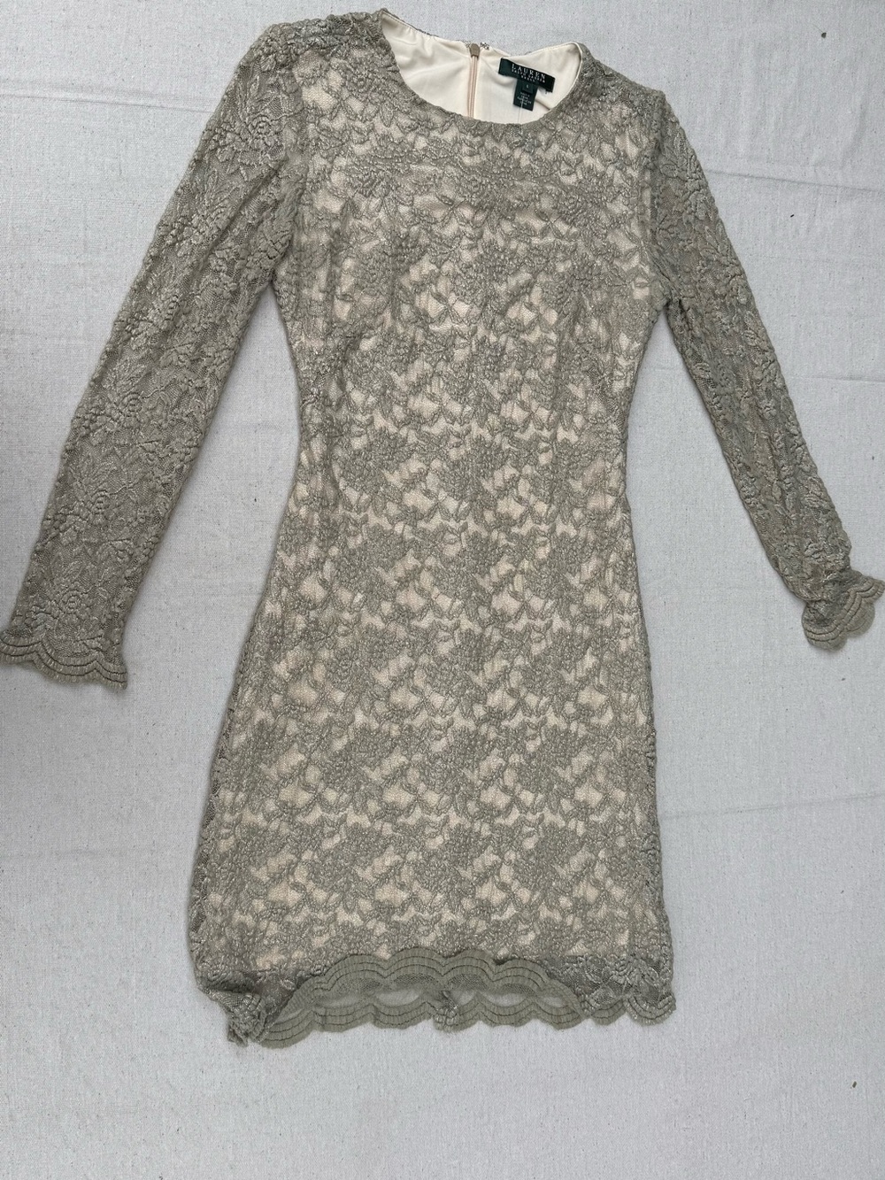 Lace  Dress in Shimmery Taupe by Lauren Ralph Lauren